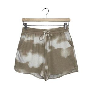 Urban Daizy Shorts Women's Size Large Tan White Cotton  High Waisted Lightweight